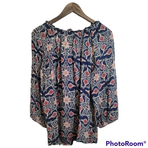 Vintage America Womens 3/4 balloon sleeve Peasant Top button up Size  Large - Picture 3 of 16